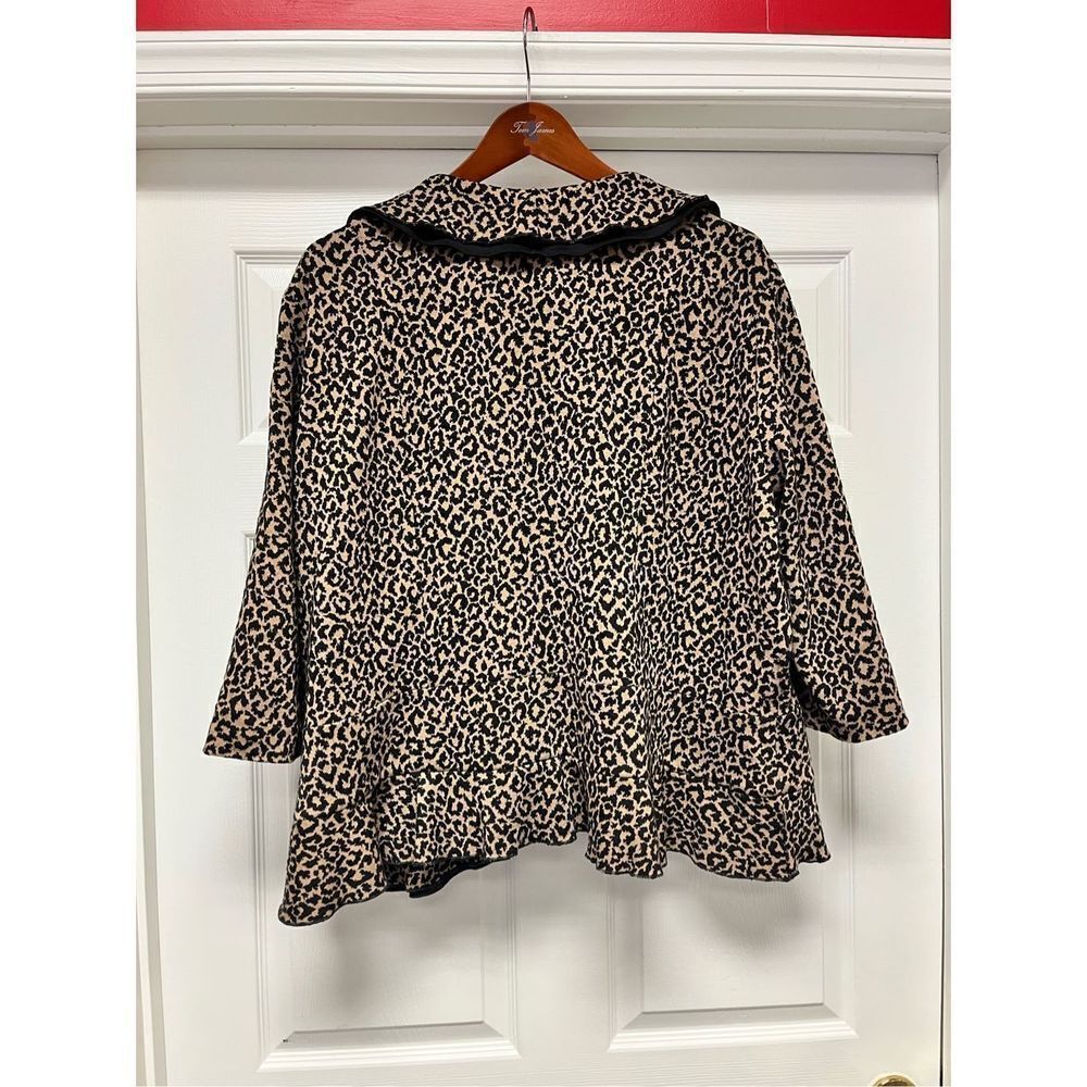 Preswick & Moore Leopard Ruffle Mob Wife Couture Peplum Jersey Jacket sz 3X EUC - Picture 6 of 7